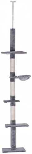PawHut 102" Adjustable Height Floor to Ceiling Cat Tree, 5 Level Cat Tower - Image 10