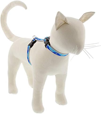 Lupine Reflective Cat and Small Pet H-Style Harness in 1/2" Wide Blue Paws by LupinePet