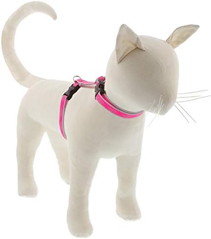 Lupine Reflective Cat and Small Pet H-Style Harness in 1/2" Wide Pink Diamond by LupinePet