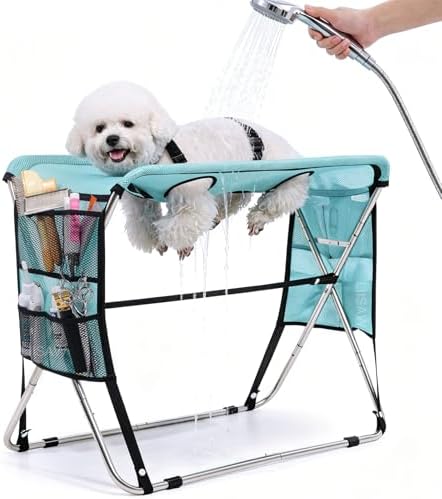 Pet Grooming Hammock with Stand, Foldable Design, Holds Up to 165 Lbs, Joint Protection for Dogs, Restraint Tool for Small & Medium Pets, Ideal for Home and Salon Daily Grooming by Unknown