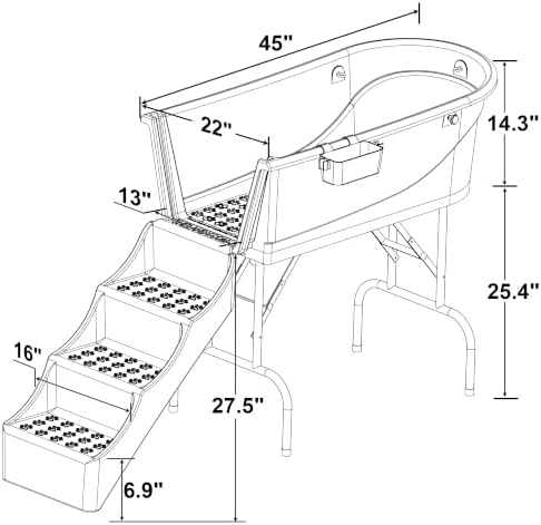 SHELANDY 45" Pet Grooming Bathtub Dog Wash Station | Heavy Duty Bathing Tub (Bathtub & Stairs Combo) - Image 2