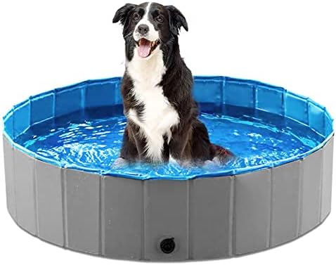 Jasonwell Foldable Dog Pet Bath Pool Collapsible Dog Pet Pool Bathing Tub Kiddie Pool Doggie Wading Pool for Puppy Small Medium Large Dogs Cats and Kids 39.5" Grey by Jasonwell