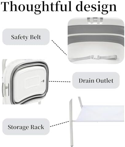 Dog Bathtub Small Dog Washing Station with Stand, Dog Bath Tub with Securely Fastened Safety Belt, Bottom Storage Rack for Store, for Small and Medium Size Dogs, Cats - Image 6