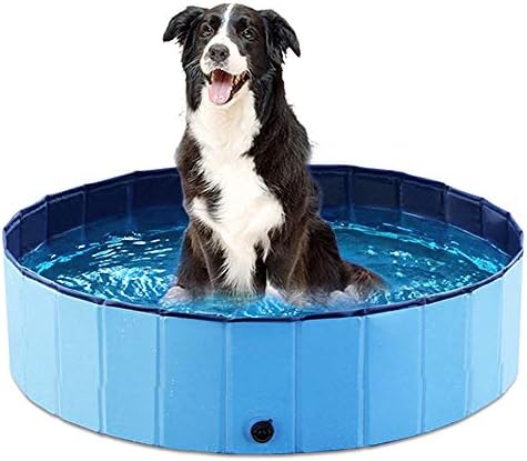 Jasonwell Foldable Dog Pet Bath Pool Collapsible Dog Pet Pool Bathing Tub Kiddie Pool Doggie Wading Pool for Puppy Small Medium Large Dogs Cats and Kids 32" Blue by Jasonwell