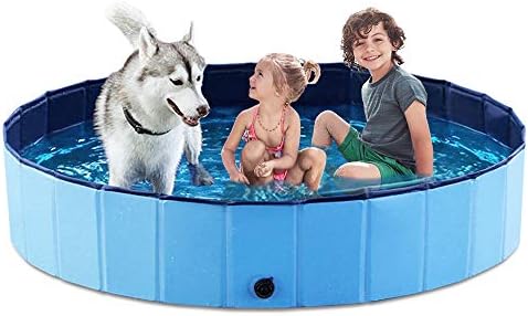 Jasonwell Foldable Dog Pet Bath Pool Collapsible Dog Pet Pool Bathing Tub Kiddie Pool Doggie Wading Pool for Puppy Small Medium Large Dogs Cats and Kids 63" Blue by Jasonwell