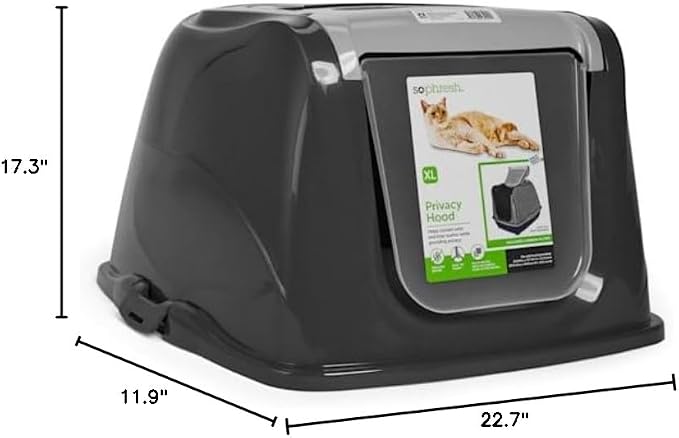 So Phresh Flip Top Cat Litter Box Hood Grey X-Large 22.7" L X 17.3" W X 11.9" H - Image 5