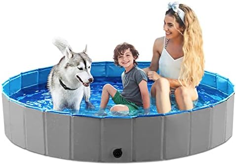 Jasonwell Foldable Dog Pet Bath Pool Collapsible Dog Pet Pool Bathing Tub Kiddie Pool Doggie Wading Pool for Puppy Small Medium Large Dogs Cats and Kids 71" Grey by Jasonwell