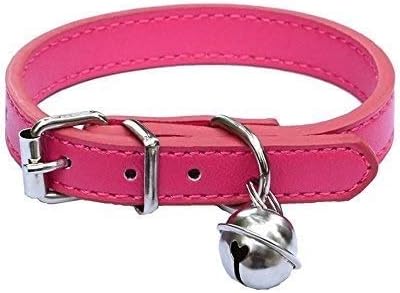 New Pink Leather Pet Collars for Cats, Baby Puppy Dog, Adjustable 8"-10.5" by Lanyarco