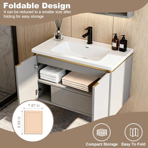 Foldable Dog Bathtub for Small to Medium Dogs & Cats, Collapsible Pet Bath Tub with Side Drain Plug, Portable Puppy Wash Tub, Rigid Panels, Fold-Flat for Carry & Storage - Image 2