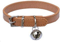 Beige Leather Pet Collars for Cats, Baby Puppy Dog, Adjustable 8"-10.5" Kitten by Lanyarco