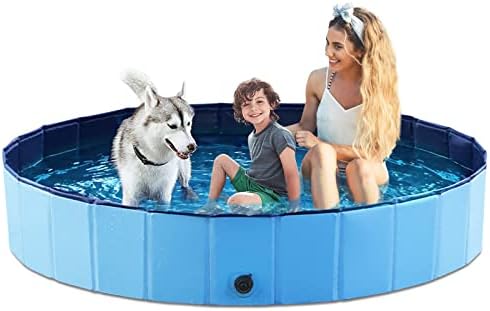 Jasonwell Foldable Dog Pool Collapsible Hard Plastic Dog Swimming Pool Portable Kiddie Pool Pet Pool Doggie Wading Pool Bath Tub for Puppy Small Medium Large Dogs Cats and Kids 79" by Jasonwell