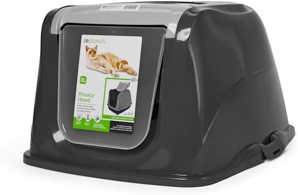 So Phresh Flip Top Cat Litter Box Hood Grey X-Large 22.7" L X 17.3" W X 11.9" H - Image 3