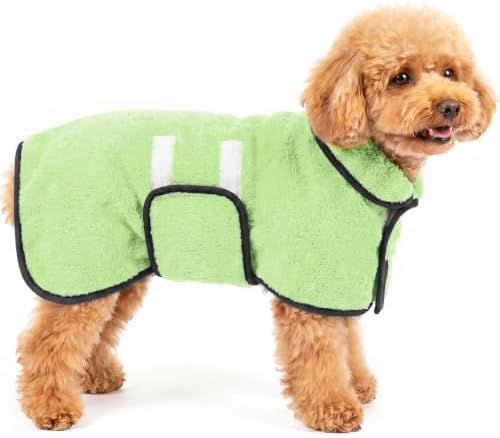 Dog Bathrobe, Super Absorbent for Small to Large Dogs, Neon Green S by Bienbee