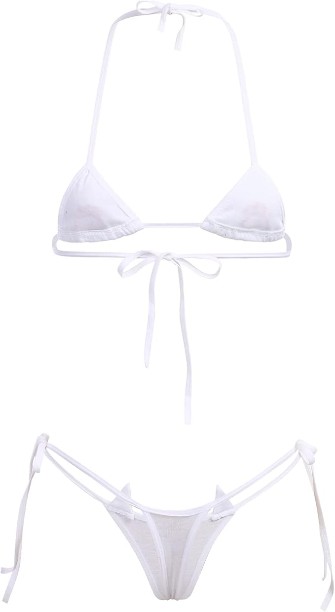 ABAFIP Womens Cute Kawaii Anime Cat Kitten Lingerie set Micro Bikini Strappy - Image 3