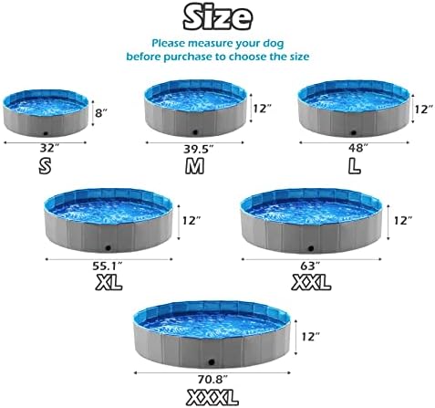 Jasonwell Foldable Dog Pet Bath Pool Collapsible Dog Pet Pool Bathing Tub Kiddie Pool Doggie Wading Pool for Puppy Small Medium Large Dogs Cats and Kids 71" Grey - Image 6