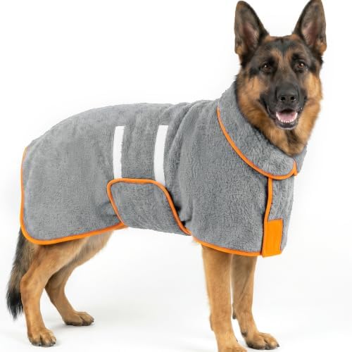 Bienbee Dog Bathrobe, Super Absorbent for Small to Large Dogs, Grey 2XL by Bienbee