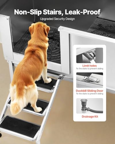 VEVOR Stainless Steel Dog Washing Station, Professional 62 inch Pet Grooming Tub w/Stairs, PE Water Filter Board, Faucet & Showerhead & Soap Holder Bathtub for Large & Medium & Small Pets (Left Door) - Image 3