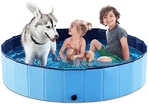 Jasonwell Foldable Dog Pool Collapsible Hard Plastic Dog Swimming Pool Portable Kiddie Pool Pet Pool Doggie Wading Pool Bath Tub for Puppy Small Medium Large Dogs Cats and Kids 55" by Jasonwell