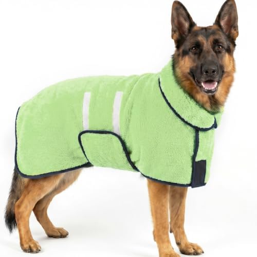 Dog Bathrobe, Super Absorbent for Small to Large Dogs, Neon Green 2XL by Bienbee