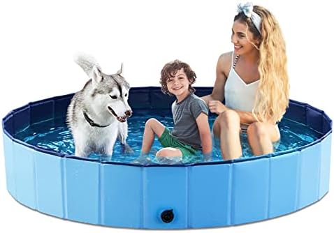Jasonwell Foldable Dog Pet Bath Pool Collapsible Dog Pet Pool Bathing Tub Kiddie Pool Doggie Wading Pool for Puppy Small Medium Large Dogs Cats and Kids 71" Blue by Jasonwell