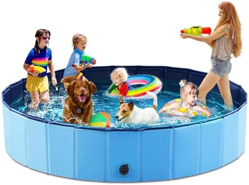 Jasonwell Foldable Dog Pool Collapsible Hard Plastic Dog Swimming Pool Portable Kiddie Pool Pet Pool Doggie Wading Pool Bath Tub for Puppy Small Medium Large Dogs Cats and Kids 97" by Jasonwell