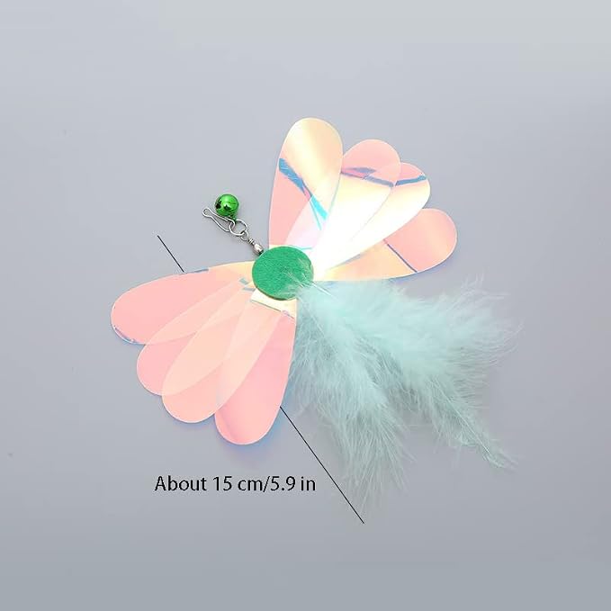 Cat Insect Feather Toys Replacement Cat Toy Wand Refills, 6 Pieces Natural - Image 4