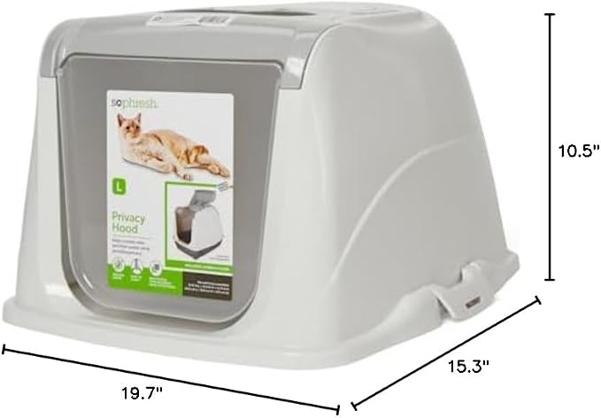 So Phresh Flip Top Cat Litter Box Hood White Large 18.7" L X 15.4" W X 11.3" H - Image 5