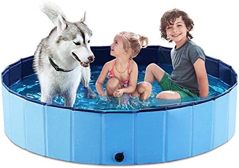 Jasonwell Foldable Dog Pet Bath Pool Collapsible Dog Pet Pool Bathing Tub Kiddie Pool Doggie Wading Pool for Puppy Small Medium Large Dogs Cats and Kids 55" Blue by Jasonwell