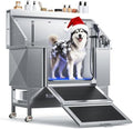 CAMMOO 50'' Dog Bathing Station - 304 Stainless Steel, Leak-Proof Deep Soak, Dog Bathing Station, 27.4" Wide Ramp, Swivel Wheels, Dog Grooming Tub, Piano-Key Faucet, 2 Drawers for Medium & Small Pets by CAMMOO