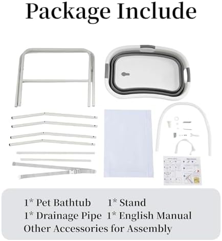 Dog Bathtub Small Dog Washing Station with Stand, Dog Bath Tub with Securely Fastened Safety Belt, Bottom Storage Rack for Store, for Small and Medium Size Dogs, Cats - Image 7