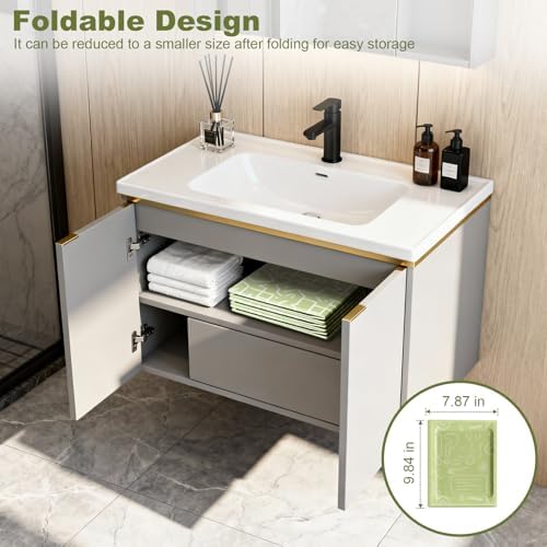 Foldable Dog Bathtub for Small to Medium Dogs & Cats, Collapsible Pet Bath Tub with Side Drain Plug, Portable Puppy Wash Tub, Rigid Panels, Fold-Flat for Carry & Storage - Image 7