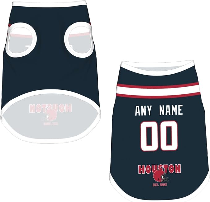 Houston Dog Clothes Jersey Pet Jersey Customized Any Name & Number S-5XL - Image 4