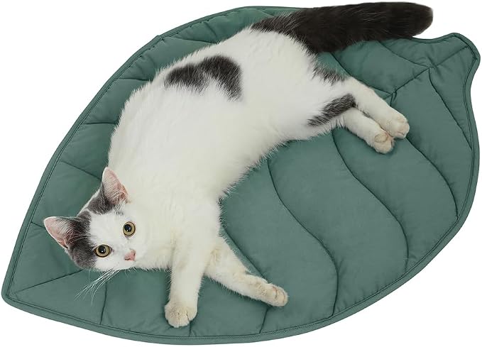 30 X 20 Inch Leaf Shaped Cotton Cat Bed Pad, Warming Cat Mat, Pet Warming Pad by LetalongPetSupplies