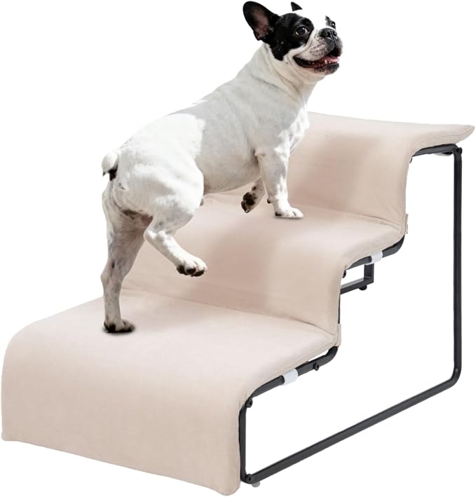Dog Stairs for Small Dogs 15.4" H, 3-Step Pet Bed Stairs for Dogs to Get On Bed by FKSLIFE
