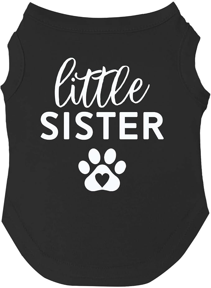 Little Sister Heart Paw Dog Tee Shirt Sizes by TeesTails