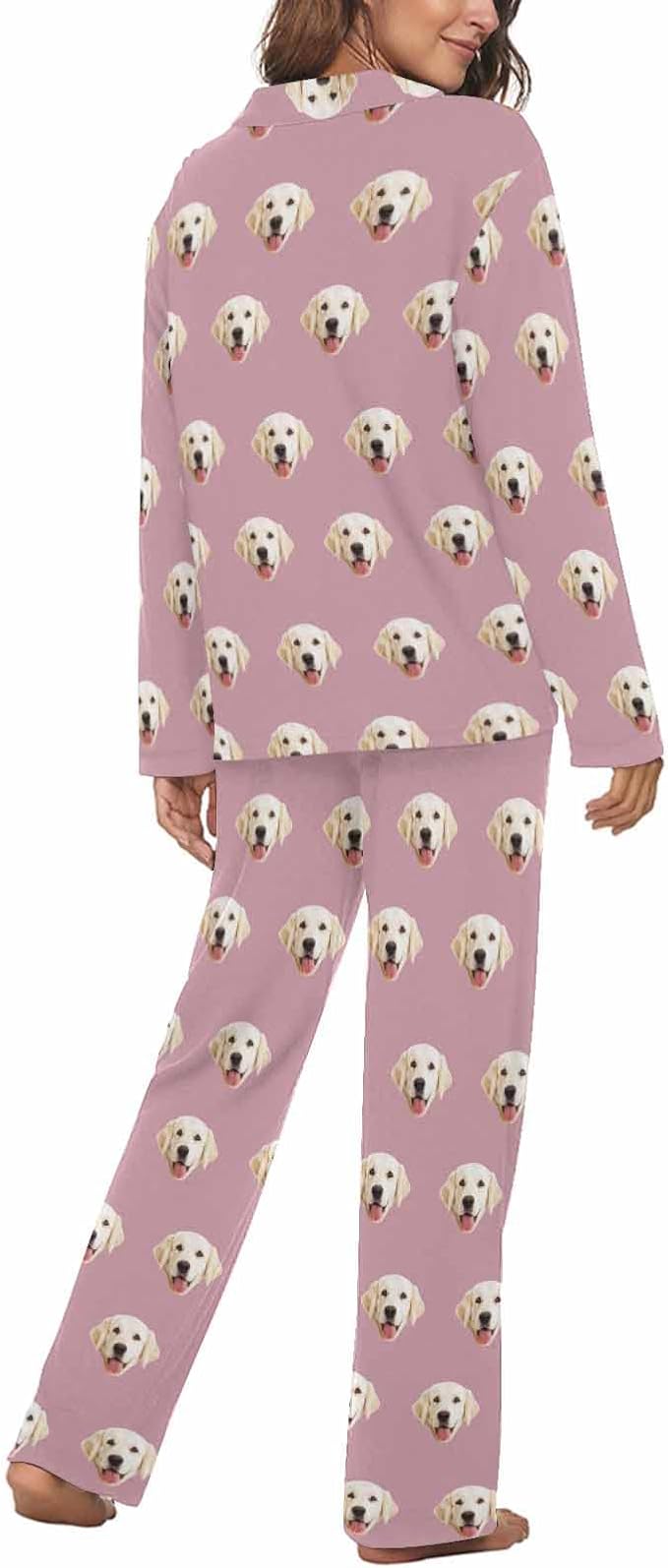 MyPupSocks Custom Face Pajamas for Women Set, Personalized Photo Long Sleepwear - Image 2