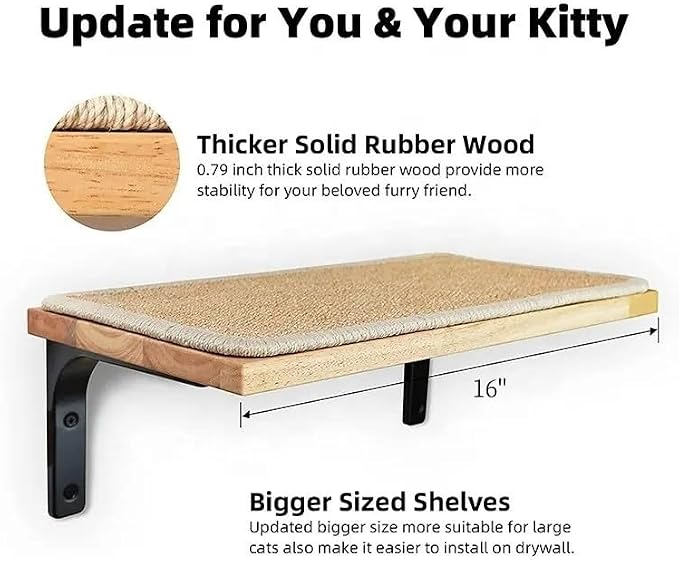 2 Pieces Cat Hammock Wall Mounted Floating Wall Shelf - Image 6