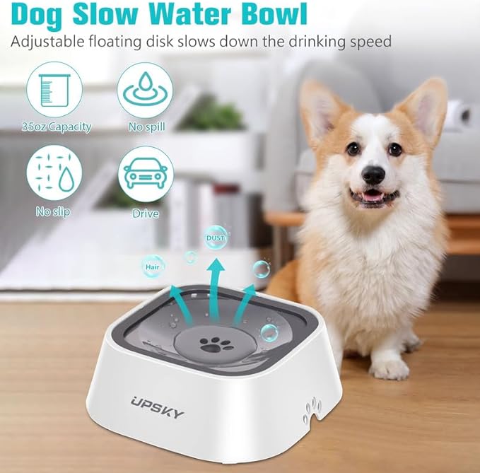 UPSKY No-Spill Pet Water Bowl, Slow Water Feeder, No-Slip Pet Water Dispenser - Image 5