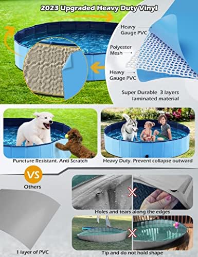 Jasonwell Foldable Dog Pet Bath Pool Collapsible Dog Pet Pool Bathing Tub Kiddie Pool Doggie Wading Pool for Puppy Small Medium Large Dogs Cats and Kids 32" Blue - Image 4