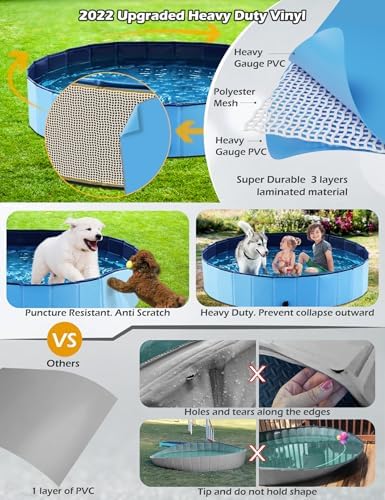 Jasonwell Foldable Dog Pool Collapsible Hard Plastic Dog Swimming Pool Portable Kiddie Pool Pet Pool Doggie Wading Pool Bath Tub for Puppy Small Medium Large Dogs Cats and Kids 87" - Image 4