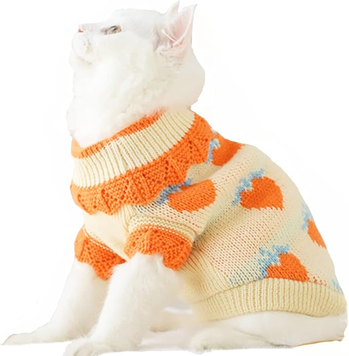 ANIAC Fall Dog Sweater for Small Dog Girl Strawberry Knitted Cat Sweater Winter by ANIAC