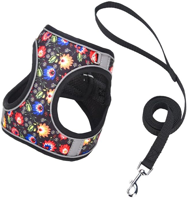 Step in Dog Harness No Pull Flower Adjustable Soft Mesh Padded Reflective Pet by KocaPlye