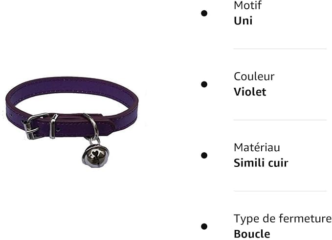 Purple Leather Pet Collars for Cats, Baby Puppy Dog, Adjustable 8"-10.5" Kitten - Image 3