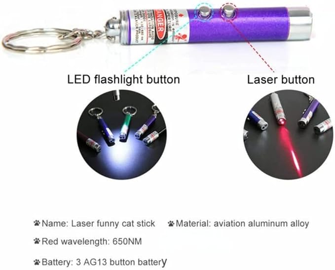 6 PCS Cat Toys Laser Pointer Mini Keychain Laser Pointer LED Flashlight Dog - Image 3