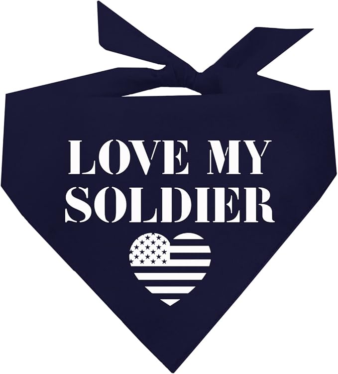 Love My Soldier Dog Bandana | 100% Cotton Adjustable Triangle | Made in USA | by TeesTails