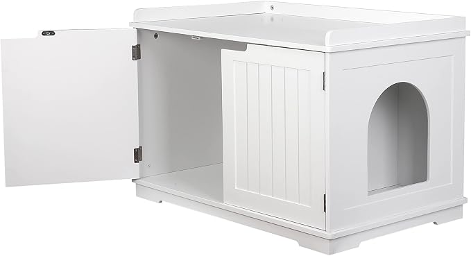 ZENY Wooden Cat Litter Cabinet, Hidden Litter Box Enclosure, Modern Storage - Image 7