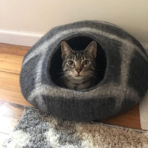 Woolygon Premium Felt Cat Cave Bed – Wool Kitty Beds Handcrafted Kitten Caves - Image 8