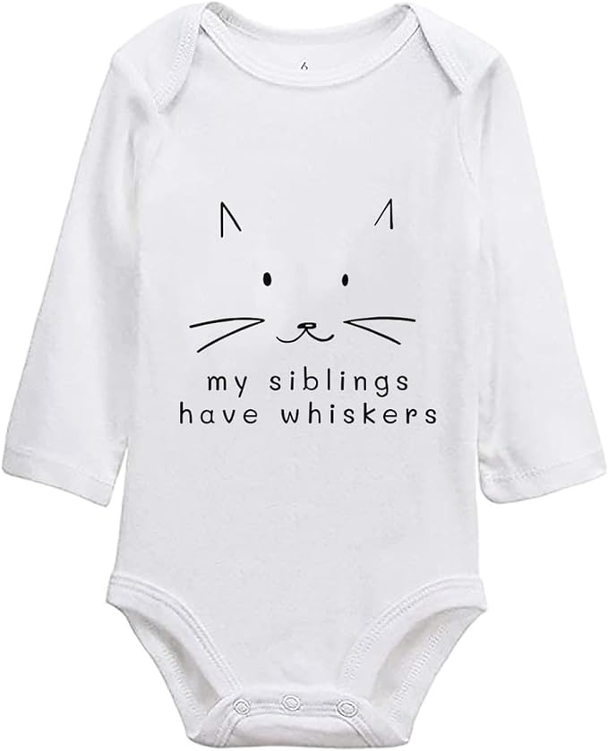 My Siblings Have Paws Bodysuit Baby Paws Romper Cat Whiskers Bodysuit Cute Baby by Unknown