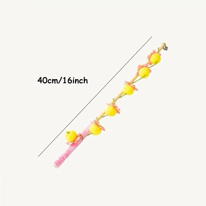 Cat Wand Toy with Bell: Floral Bamboo Teaser - Image 5