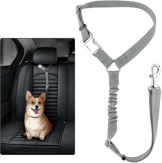 Plutus Pet Dog Seat Belt for Car Headrest, Reflective and Adjustable Restraint by PLUTUSPET